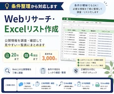 条件整理しWeb調査・Excelリストを作成します イメージ1