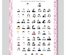 ゲスト様と作り上げる似顔絵結婚証明書を作成します イメージ1