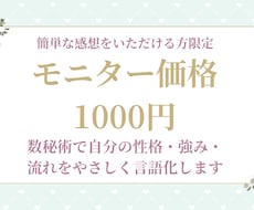 モニター価格で数秘術であなたの本質を読み解きます イメージ1