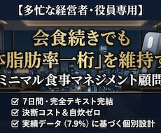 経営者専用：7日間集中の食事マネジメントします 会食続きでも太らない！午後の集中力を最大化する専属食事設計