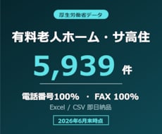 有料老人ホーム・サ高住リスト提供します 電話番号100%／5,939件／2026年6月末時点