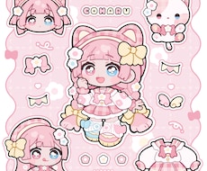 もちもち！シール風／ちびキャラ／ミニキャラ描きます 動画や配信、グッズ映え◎シール紙やネップリにもおすすめ！