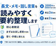 長文・メモ・話し言葉を読みやすく要約整理します イメージ1