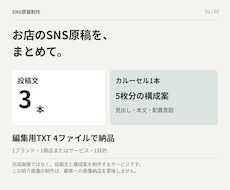 お店のSNS投稿3本とカルーセル構成を作ります イメージ1