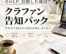クラファンの告知文と30日発信計画を作ります 完成したLPを活かす、SNS・活動報告・広報原稿
