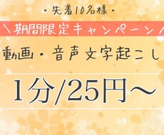 先着10名様限定1分25円〜音声文字起こし承ります イメージ1