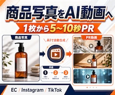 商品写真1枚からAIのPR動画を作ります 商品写真一枚を動かし5〜10秒のPR素材まで完成
