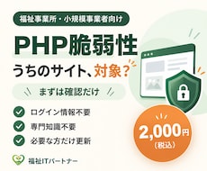 PHP【脆弱性】サイトが対象か確認します 専門知識不要！PHPの状態を確認し、わかりやすい診断書を提出
