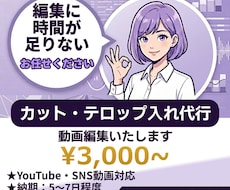 YouTube動画編集カット＋フルテロップ等します 現役YouTuberが代行！運営者の「時間が足りない」を解消
