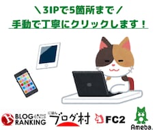 ３つのIPで５箇所までバナーなどをクリックします ３つの端末で５箇所まで手動で自然なクリックをお約束します！