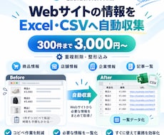 Webサイトの情報をExcel・CSVにまとめます イメージ1