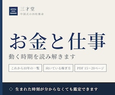 お金と仕事、動く時期を中国式四柱推命で読み解きます イメージ1