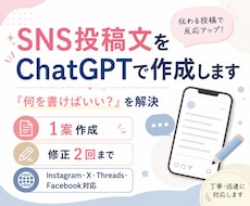 SNS投稿文をChatGPTで作成します 「何を書けばいい？」を解決。読みやすい投稿文を作成します