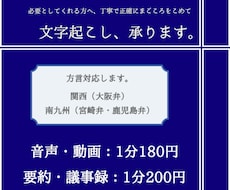関西・九州方言　文字起こし、承ります イメージ1