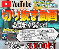 切り抜き動画【5分未満1本3000円】作成します 個人Vtuber様の切り抜きチャンネル運営実績あり!!