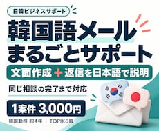 韓国語メールを作成し返信も日本語で説明します 同じ会社・同じ相談のやり取りが終わるまで対応