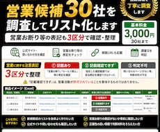 営業候補30社を調査してリスト化します イメージ1