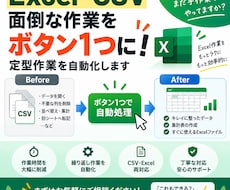 Excel・CSVの面倒な作業をボタン1つにします イメージ1