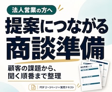 法人営業の課題整理と商談質問リストを作成します お客様の課題と懸念を整理し提案につながる商談準備をお手伝い