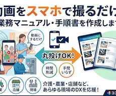 動画をスマホで撮るだけ！業務マニュアルを作成します 介護・農業など現場をDX！丸投げOKの動画ベース手順書作成