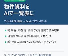 マイソクやPDFの物件資料をAIで一覧表にします イメージ1