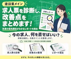 建設業メイン◇求人票を診断し、改善点をまとめます 建設業経験・採用業務どちらも経験している担当者が対応します