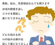 愚痴、悩み、恋愛、性の相談なんでも聞きます 日頃の鬱憤を話ココロを開放し楽になりませんか?聞き手です。