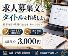 求人募集文とタイトルを作成します イメージ1