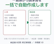一覧表から請求書を一括で自動作成します イメージ1