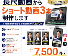 長尺動画からSNS用ショート動画3本を制作します 切り抜き箇所の選定・字幕・縦型編集まで丸投げOKです