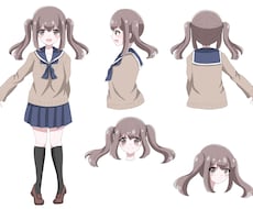 女の子のキャラクターデザインします 三面図にて、女の子のキャラクターデザインをします。