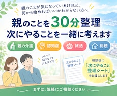 親のことを30分整理＋次にやることを一緒に考えます イメージ1