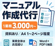 業務マニュアルの作成を代行します 1つの作業から業務全体まで。メモや資料から作成