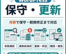 WordPressの保守・更新を月額で対応します 更新前のバックアップから軽微修正・月次報告まで対応