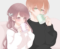 簡易ペアイラスト制作します 淡めなテイストの簡易ペア・夢絵