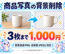 商品写真の背景を3枚まとめて削除します イメージ1