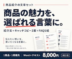 商品の魅力が伝わる紹介文をまとめて作ります 紹介文・キャッチコピー・よくある質問を一式作成