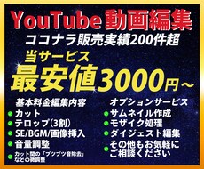 YouTubeの動画編集承ります シンプル編集なら当サービス最安値3000円～承ります。