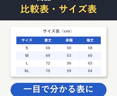 商品ページの比較表・サイズ表を作ります イメージ1