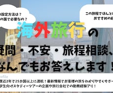 海外旅行の疑問・不安・旅程相談なんでもお答えします イメージ1
