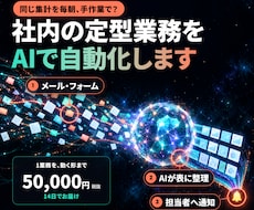 AIで社内の定型業務を自動化する仕組みを作ります 今あるツールの上で、1業務を動く形まで作ってお渡しします