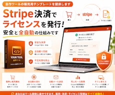 自作ツールの販売用テンプレートを提供します Stripe決済でライセンスを発行！安全と全自動の仕組みです