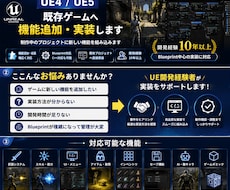 UEで既存ゲームへの機能追加・システム実装をします UE案件に携わっている現役プログラマーがサポートします。