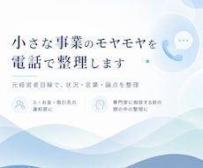 小さな事業のモヤモヤを電話で整理します 元経営者目線で、状況・言葉・論点を整理します