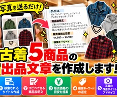 古着5商品の出品文章を作成します イメージ1