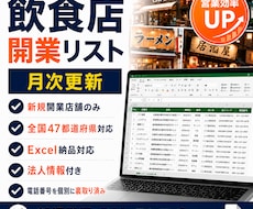 6月新規開業飲食店リスト（全国版）提供します 許可取得後の"今だからこそ"営業できるアタックリスト