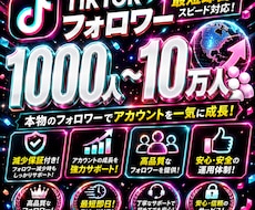 TikTokフォロワー＋1000人人増加します イメージ1
