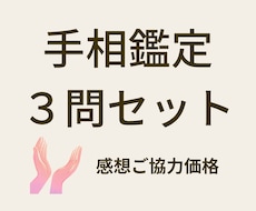手相鑑定3問セット【感想ご協力価格】で占います 恋愛・仕事・人間関係・今後の方向性について導き出します
