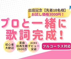 2600万回再生実績のプロ作詞家が歌詞を添削します 初心者歓迎◆フルコーラス対応◆言葉を磨く添削セッション