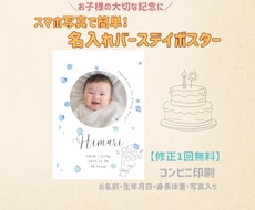 誕生日の写真入りバースデーポスターを制作します 何歳でもOK♪スマホ写真で簡単におしゃれなデータ納品
